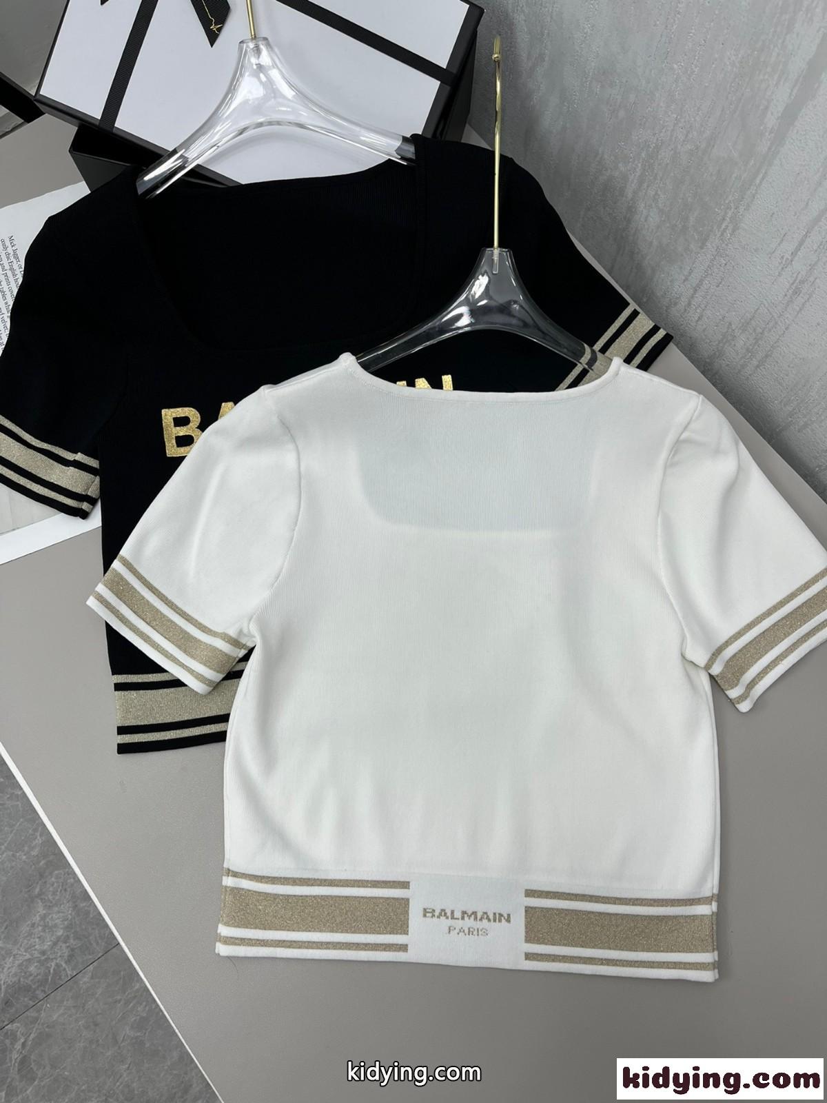 ロゴ プリント バルマン tシャツ コピー クルーネック ニット おしゃれ 半袖 春夏 新作 優しい肌触り 快適-3