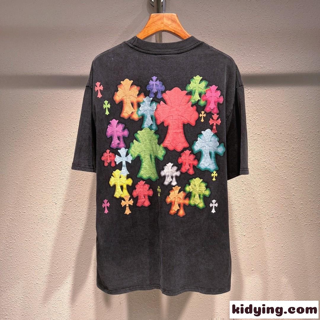 ストリート おしゃれ マルチカラークロス クロムハーツ Tシャツ コピー 半袖 クルーネック-2