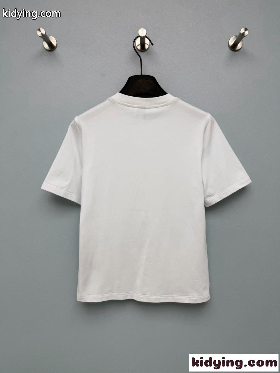 シンプル クルーネック 半袖Tシャツ バーバリー Tシャツ 偽物 コットン ホワイト-2