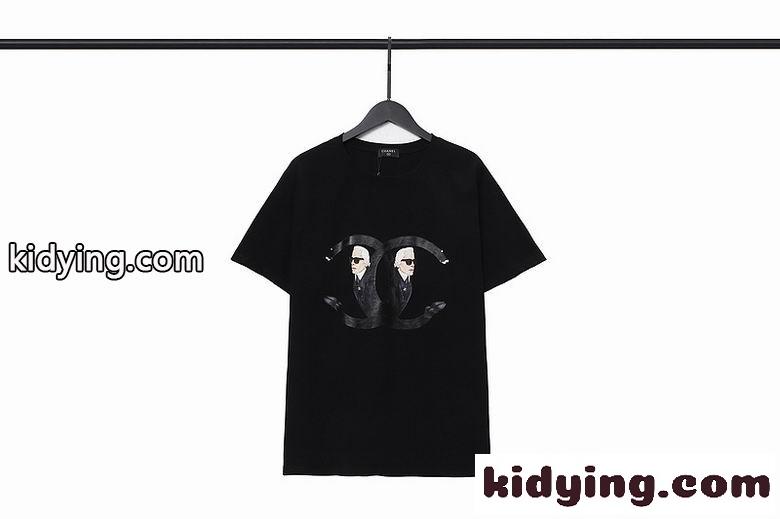 ゆったり プリント クルーネック 春夏 定番 半袖 シャネル tシャツ コピー コットン 着心地いい ホワイト ブラック-2