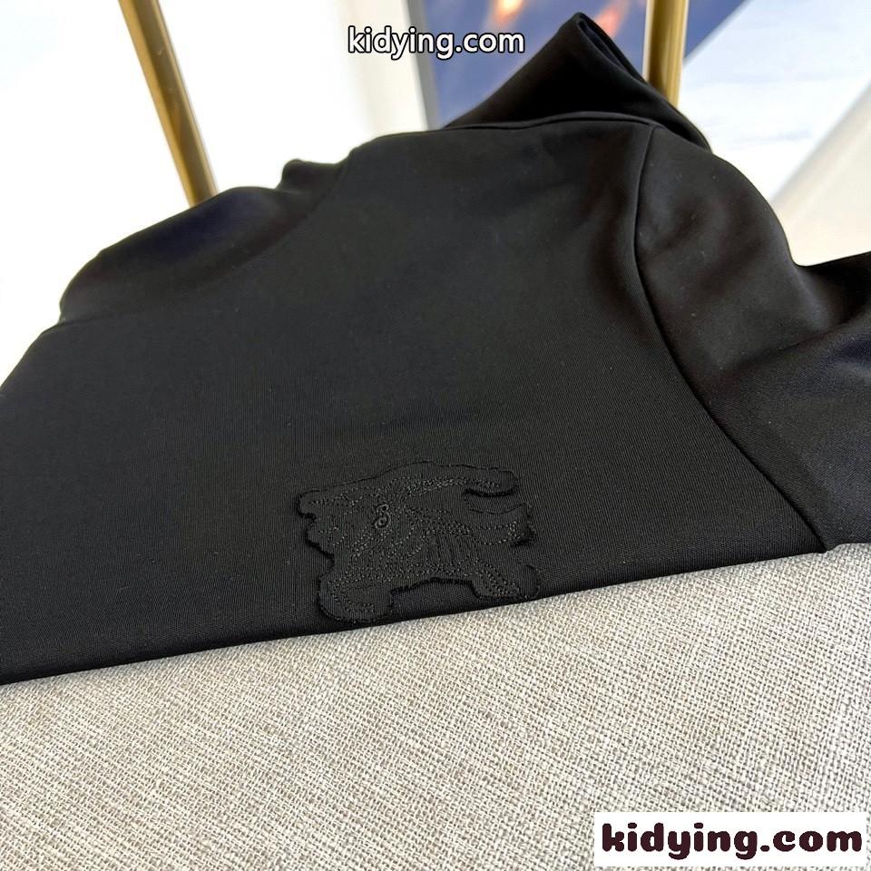 シンプル 上品 ロゴ入り 長袖Tシャツ バーバリー 長袖Tシャツ 偽物 ブラック-2