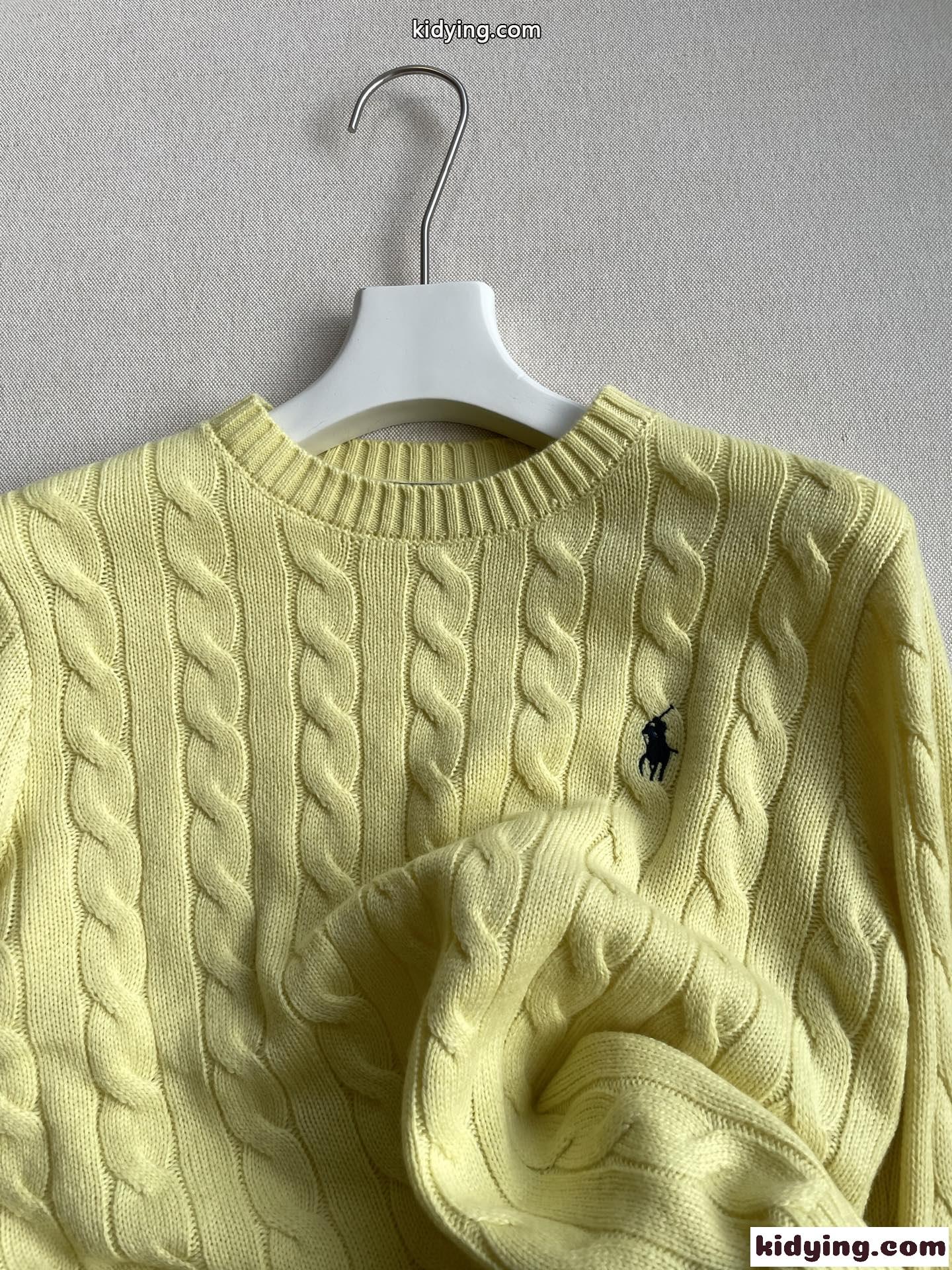 ケーブル編み クルーネック 定番 人気 ラルフローレン セーター 偽物 ロゴ刺繍 イエロー-2