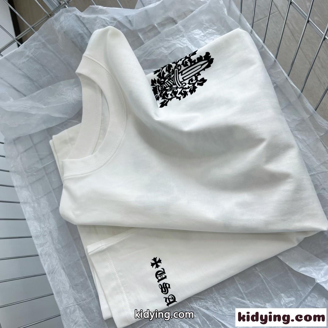 定番 人気 ビッグシルエット 体型カバー 3色あり ロゴ プリント クロムハーツ tシャツ コピー 春夏 トップス-0