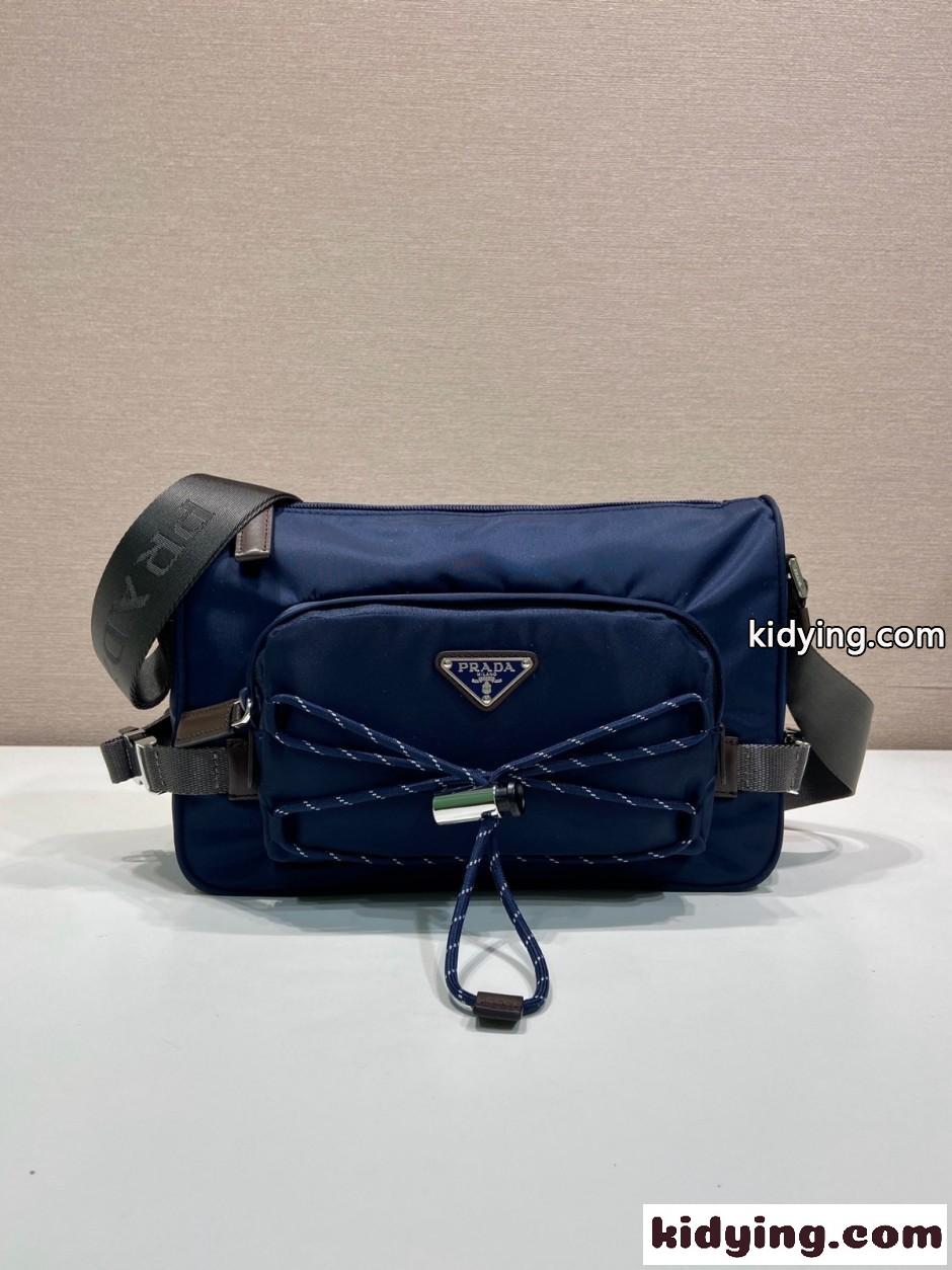 プラダ スピードロック Re-Nylon レザー ショルダーバッグ スーパーコピー ネイビー-0