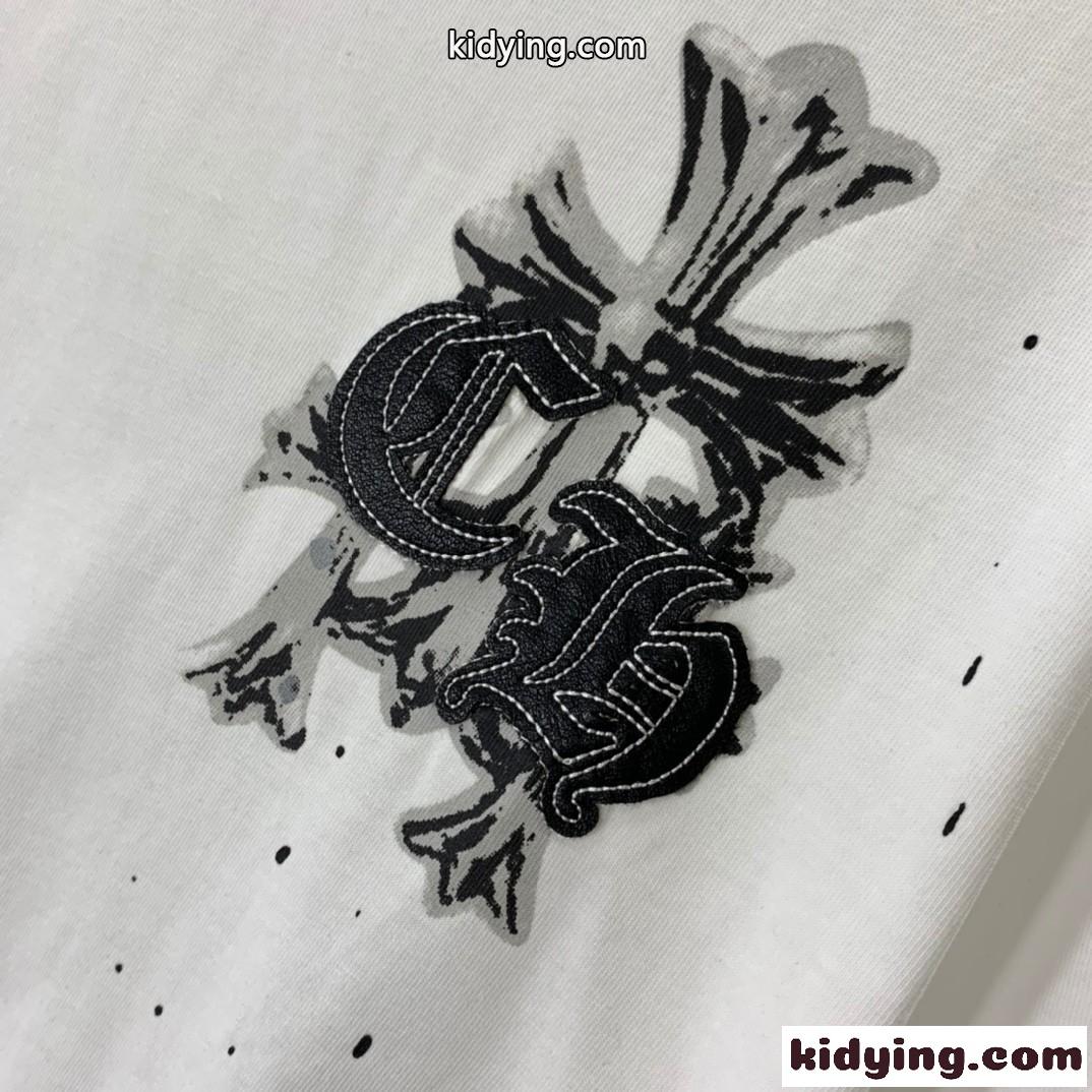 カジュアル ゆったり 快適 クロムハーツ Tシャツ コピー コットン クルーネック 半袖Tシャツ-4