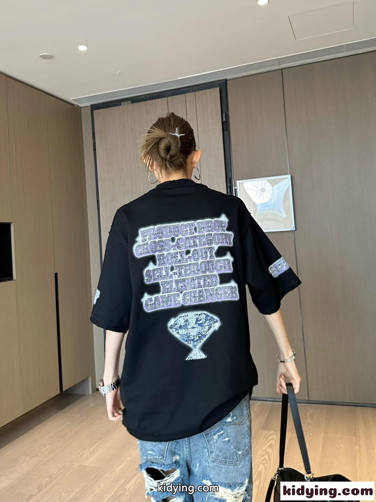 オーバーサイズ カジュアル Tシャツ バレンシアガ 半袖Tシャツ コピー ユニセックス-4