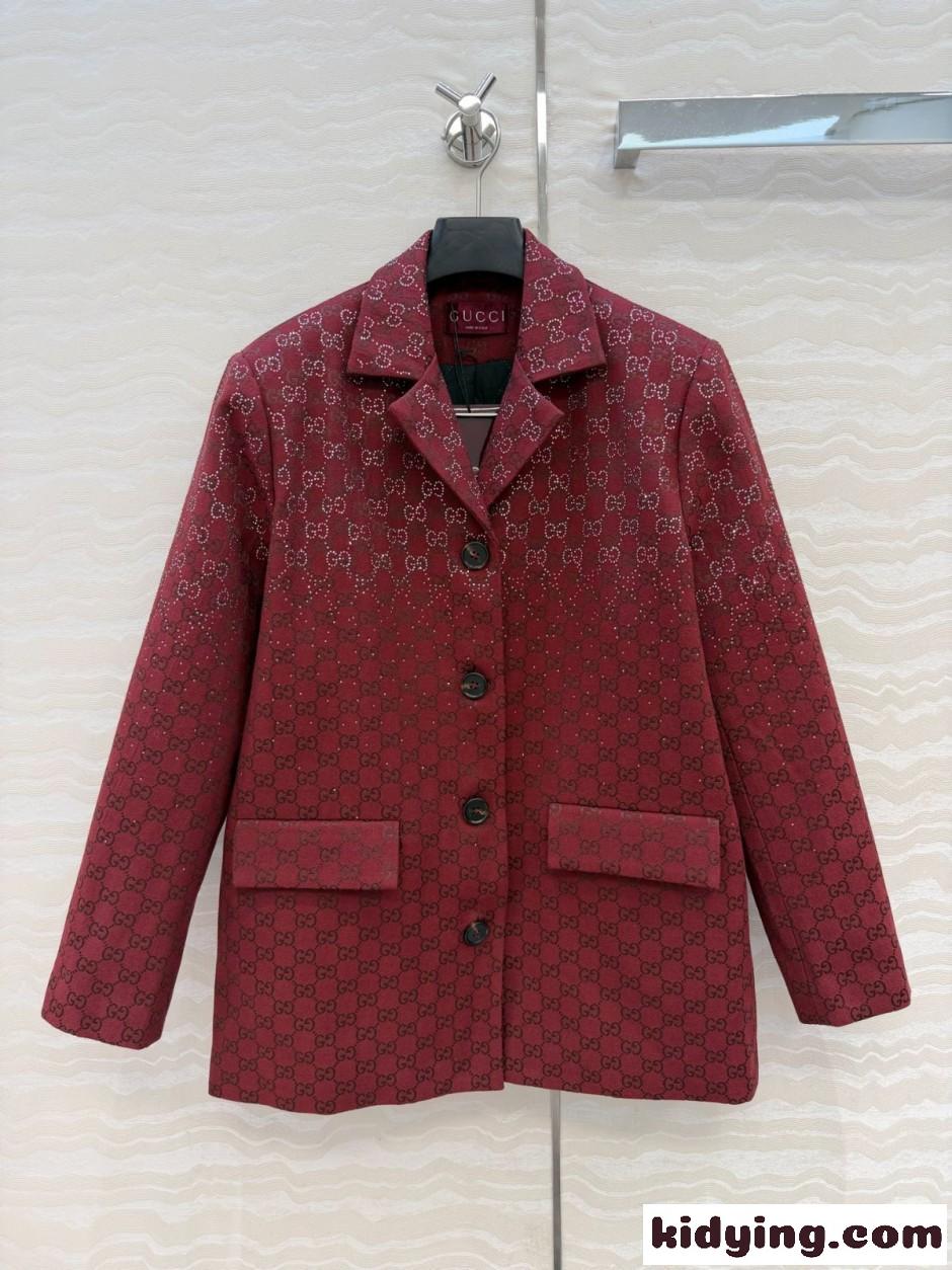 クリスタル付き GGキャンバス パデッドジャケット グッチコピー ブレザー-1