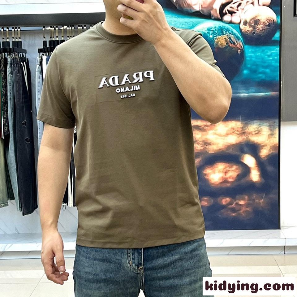 ベーシック ロゴ入り クルーネック Tシャツ プラダ 半袖Tシャツ コピー-1