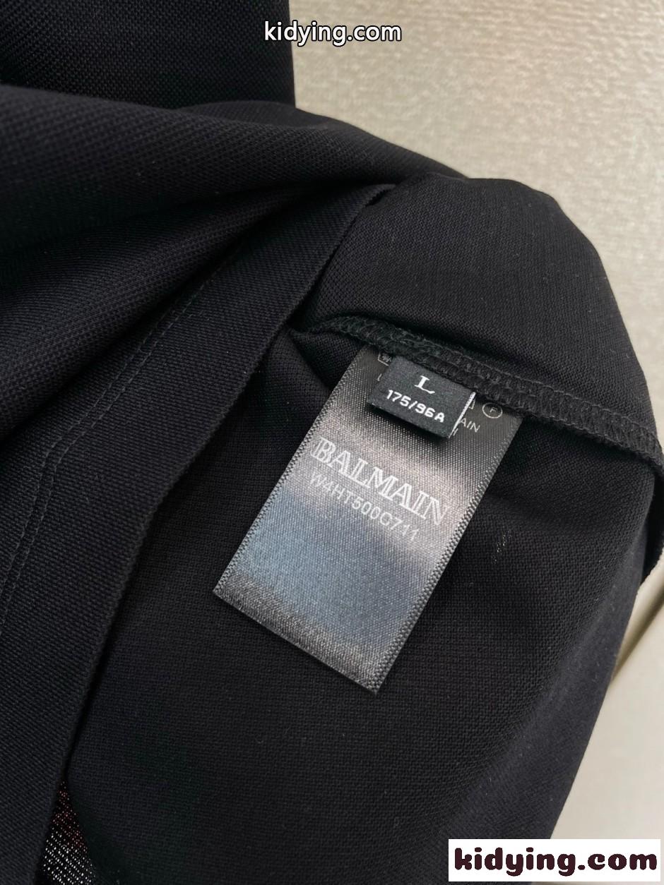 シンプル 洗練された ポロシャツ バルマン Tシャツ 偽物 半袖トップス-3