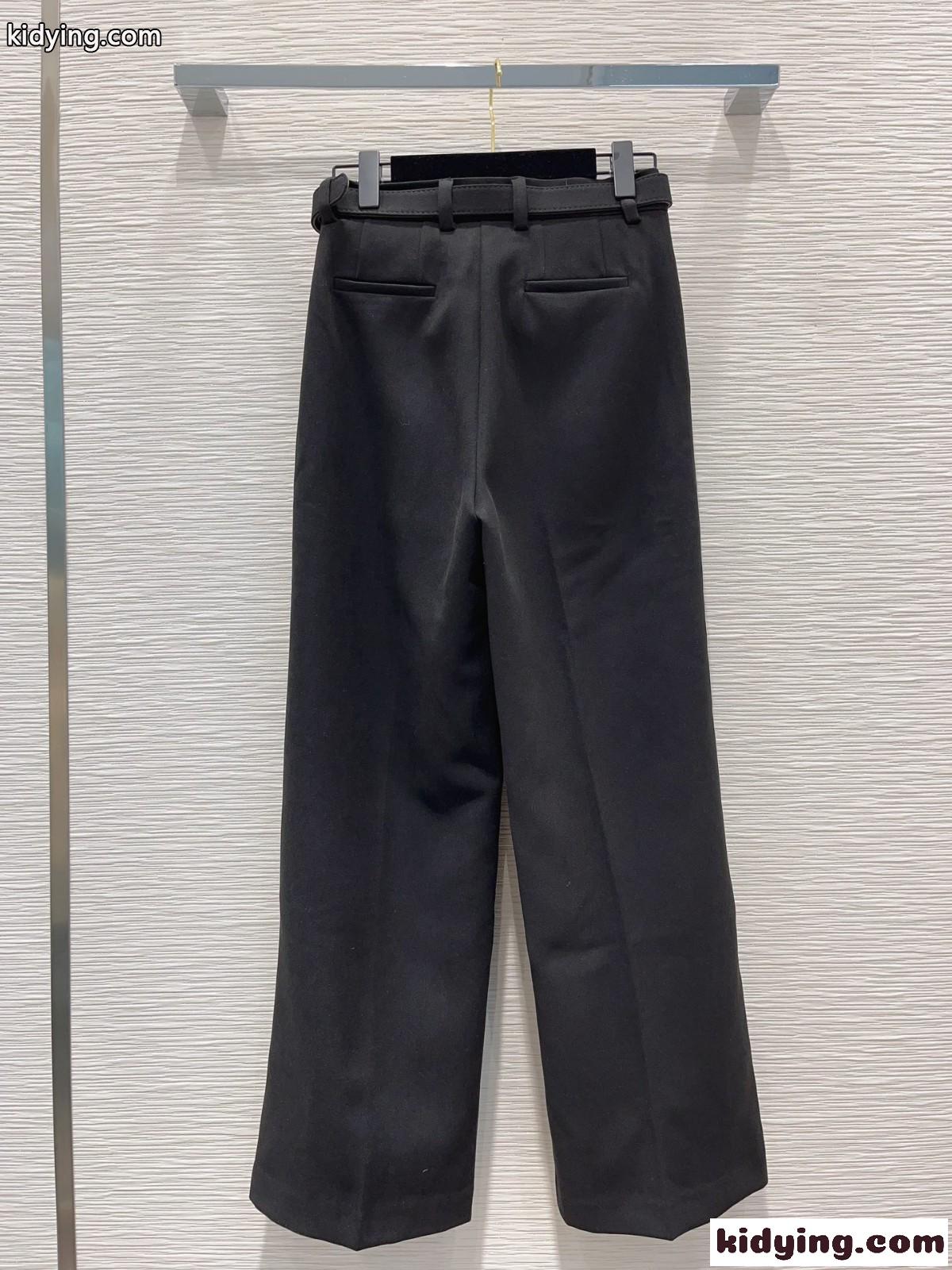 ミュウミュウ パンツ コピー レディース シンプル 高級感 ミッドライズ ワイドパンツ-3