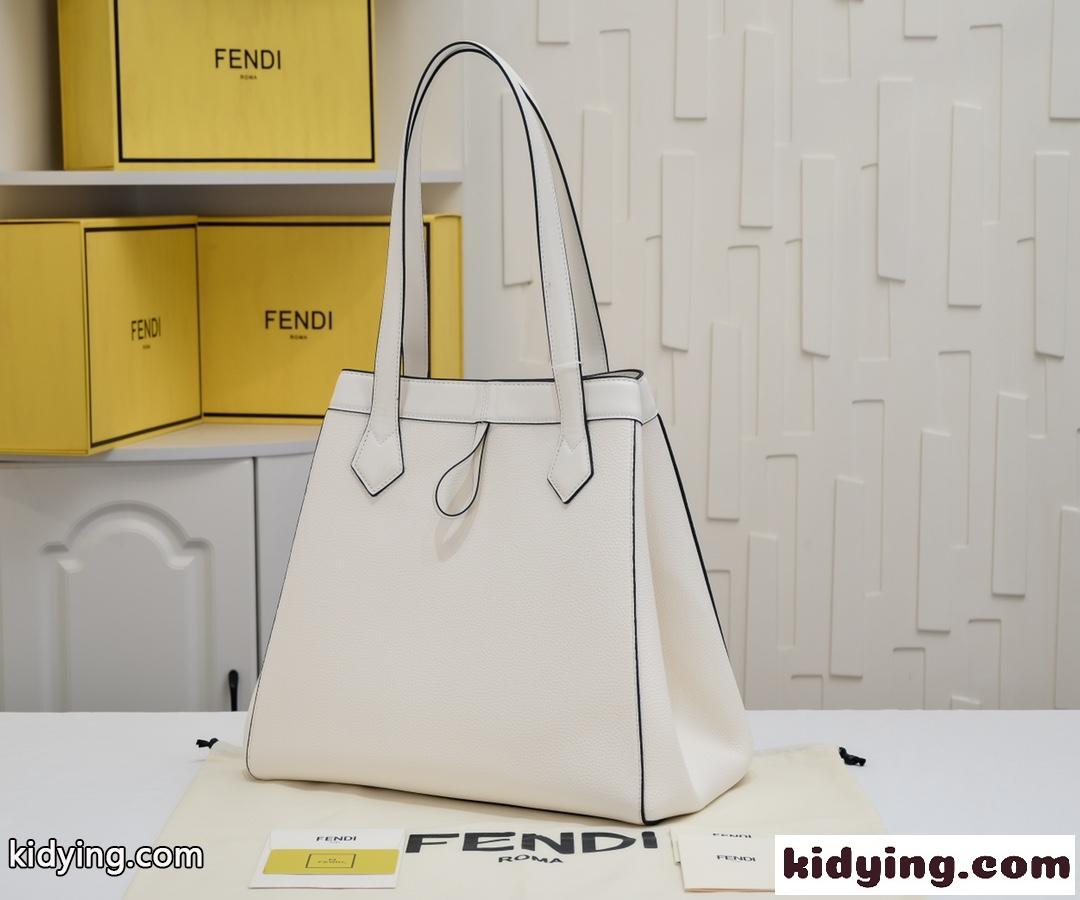 Fendi Origami ラージ 変形バッグ フェンディ バッグ コピー ホワイトレザー-0