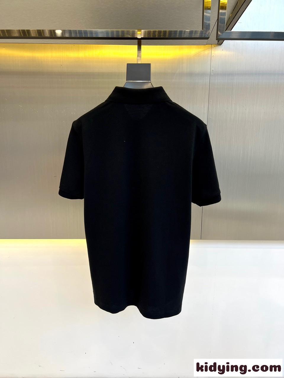 洗練された コットン ポロシャツ エルメス Tシャツ 偽物 半袖トップス ブラック-3