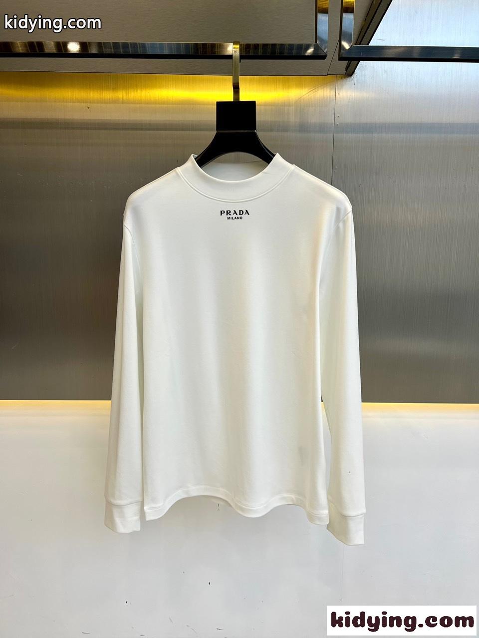 プラダ Tシャツ 偽物 ベーシック 上品 合わせやすい 長袖Tシャツ ホワイト-0