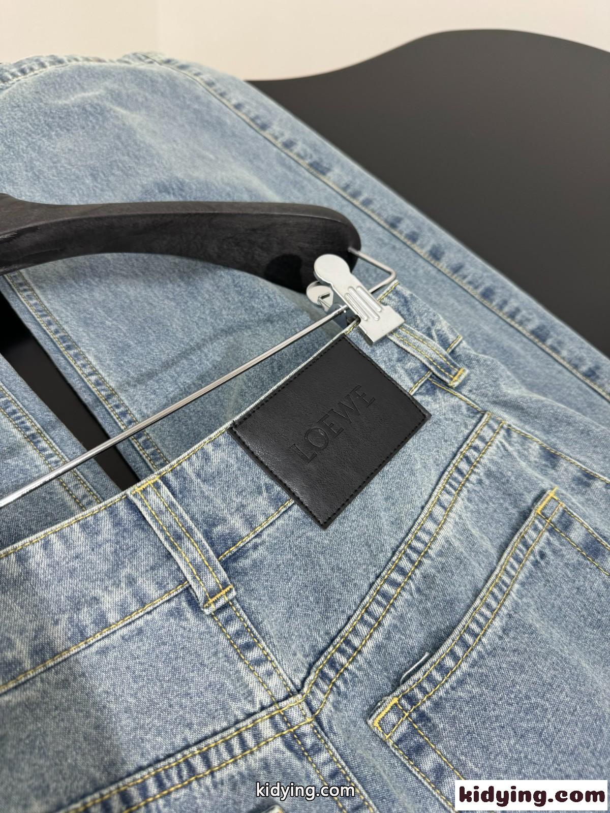トレンド感抜群 カーブデニムパンツ ロエベ ジーンズ コピー ブルー-3