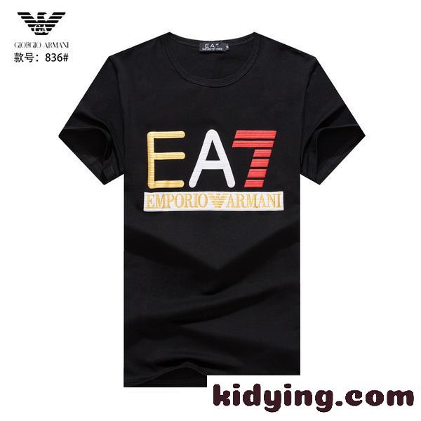 オシャレ 合わせやすい クールネック アルマーニ 半袖tシャツ メンズ コピー 人気 春夏 定番 トップス ホワイト ブラック-1