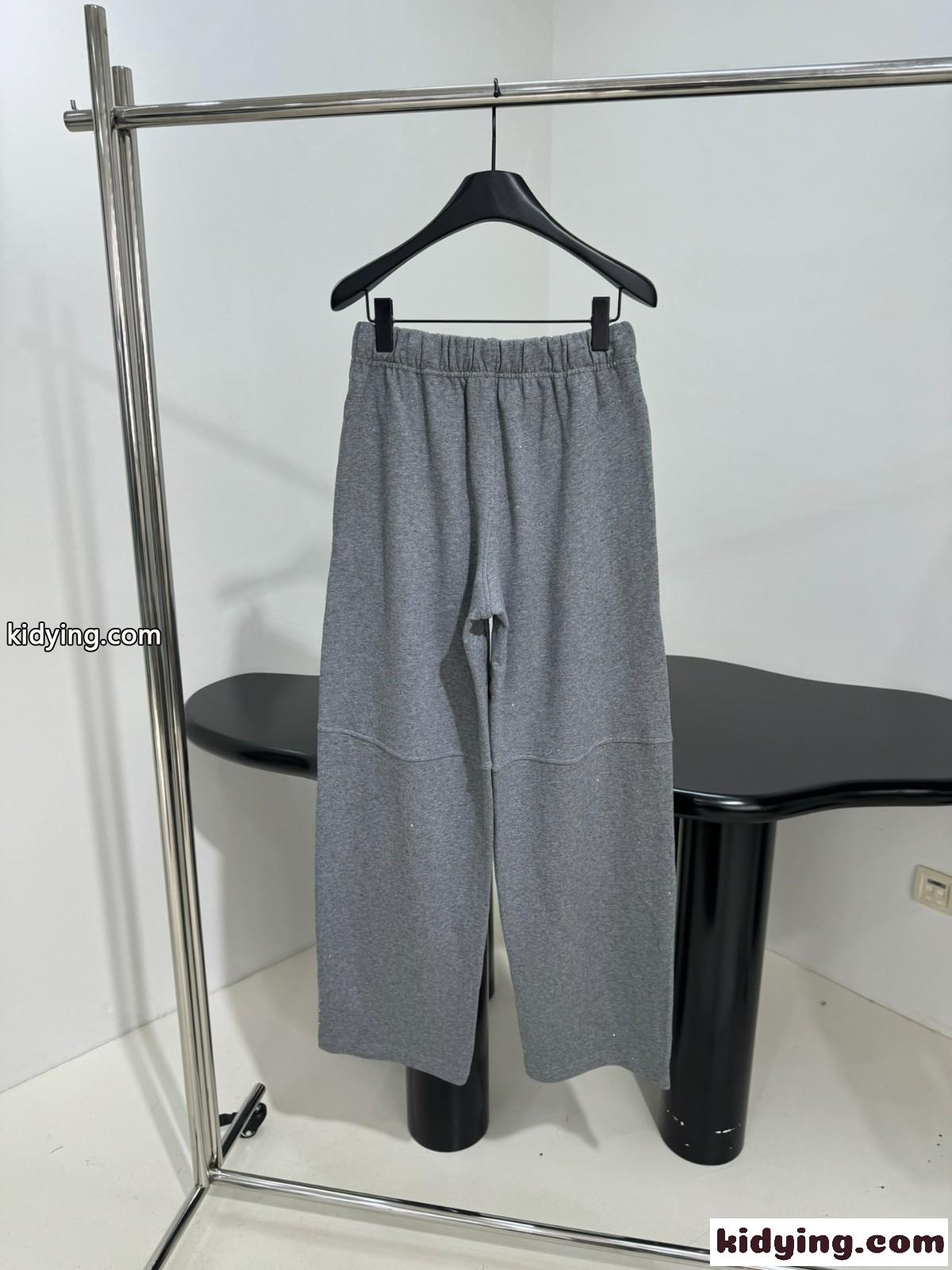アレキサンダーワング パンツ 偽物 ラインストーン飾り ロゴ スウェットパンツ ユニセックス グレー-1