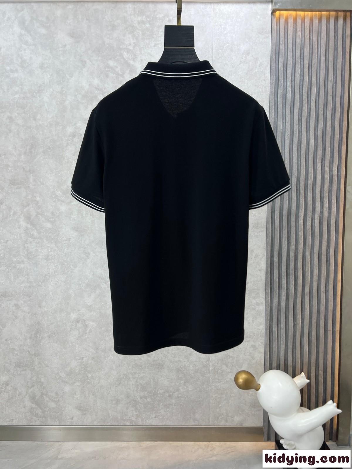 定番 ドルチェ&ガッバーナ Tシャツ コピー コットンピケ 半袖 ポロシャツ ブラック-1