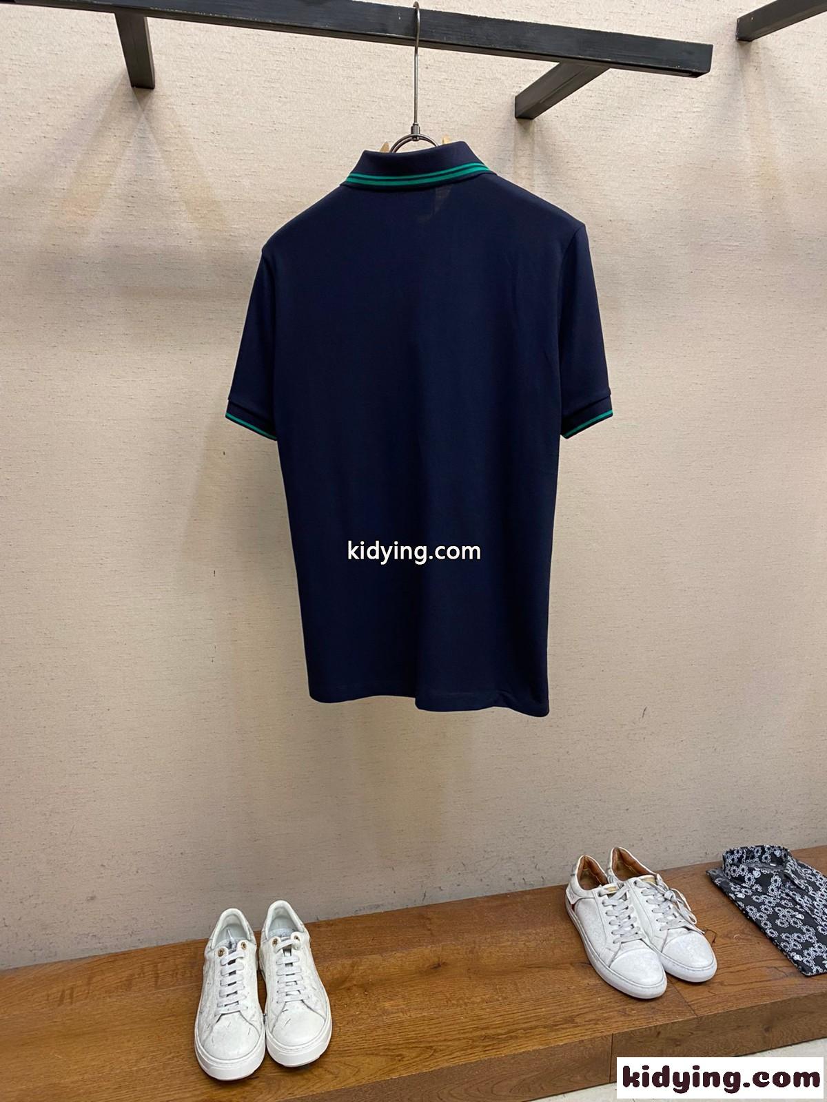 グッチ 半袖Tシャツ コピー ウェブ&インターロッキングG コットン ポロシャツ ブルー-1