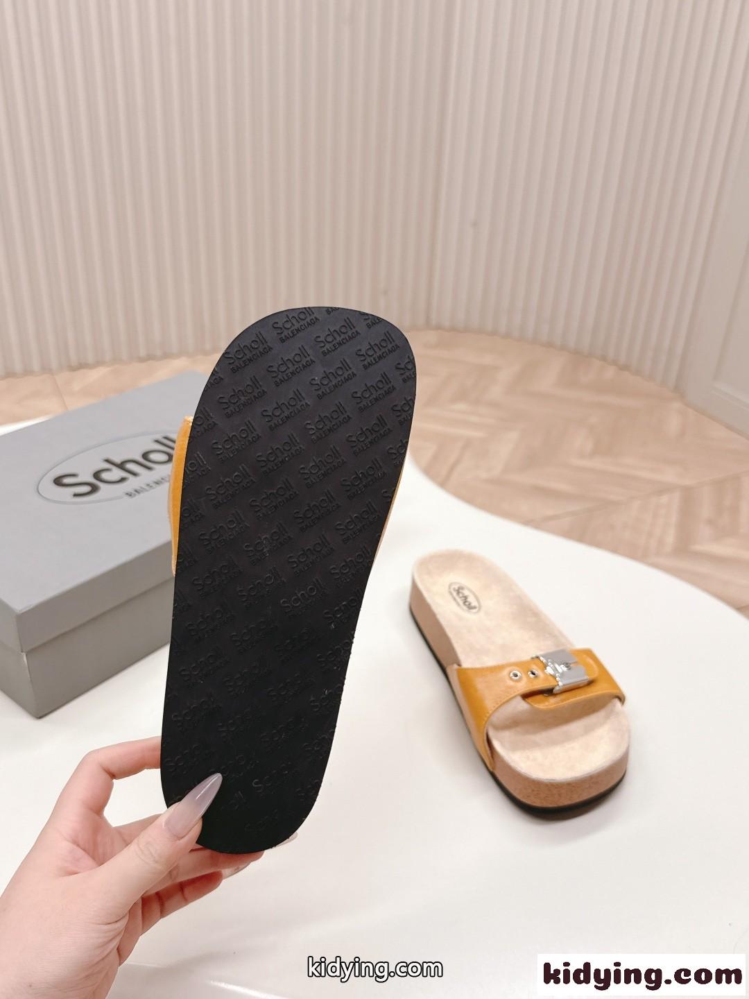 BALENCIAGA I Scholl フラット サンダル バレンシアガ サンダル コピー ブラウン-4