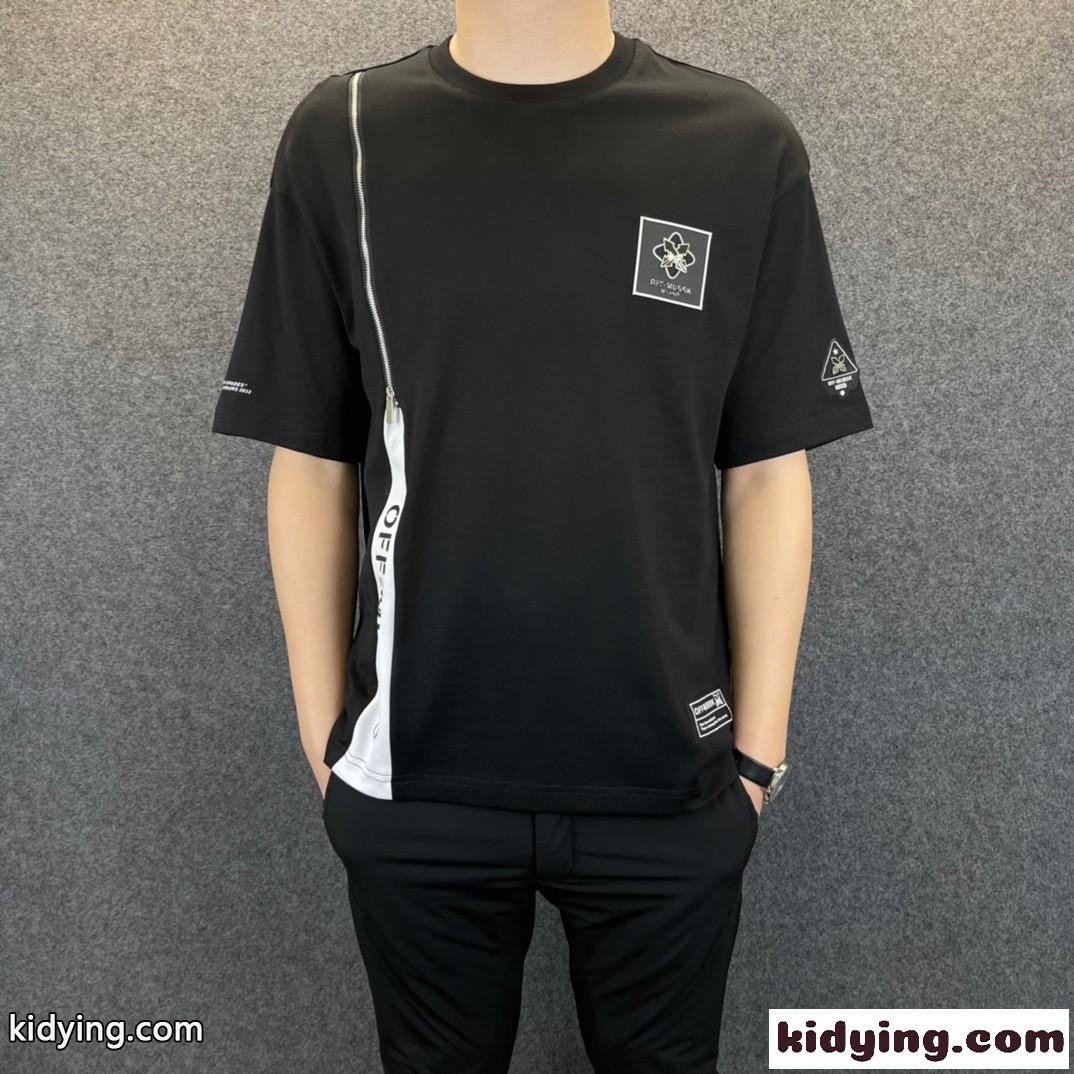 カジュアル ストリート系 コットン 快適 クルーネック オフホワイト tシャツ コピー 春夏 半袖 トップス-0