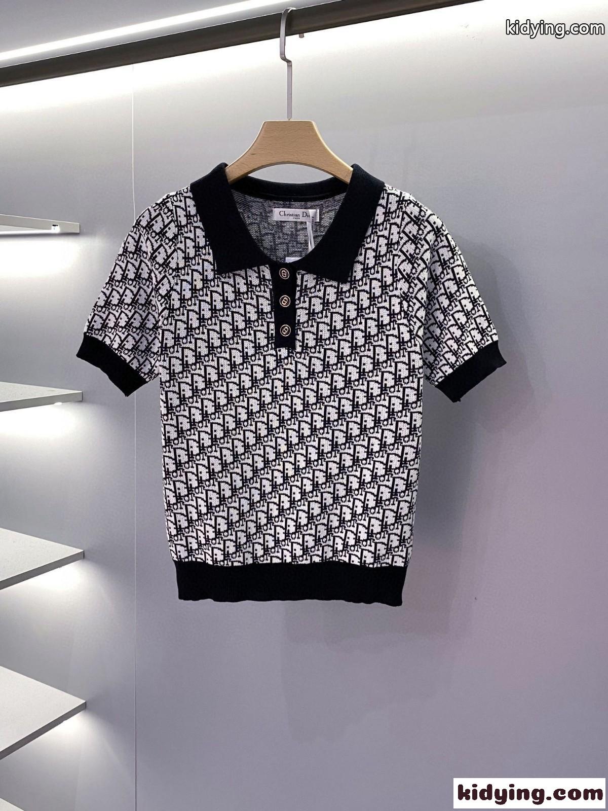 お洒落 上品 ディオール オブリーク モノグラム ニット クリスチャン・ディオール tシャツ コピー 半袖-0