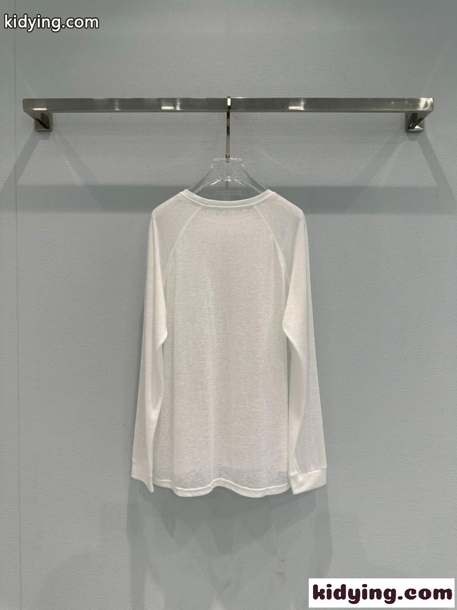 シンプル ロゴ刺繍 ロングスリーブTシャツ アレキサンダーワング Tシャツ コピー ホワイト-0