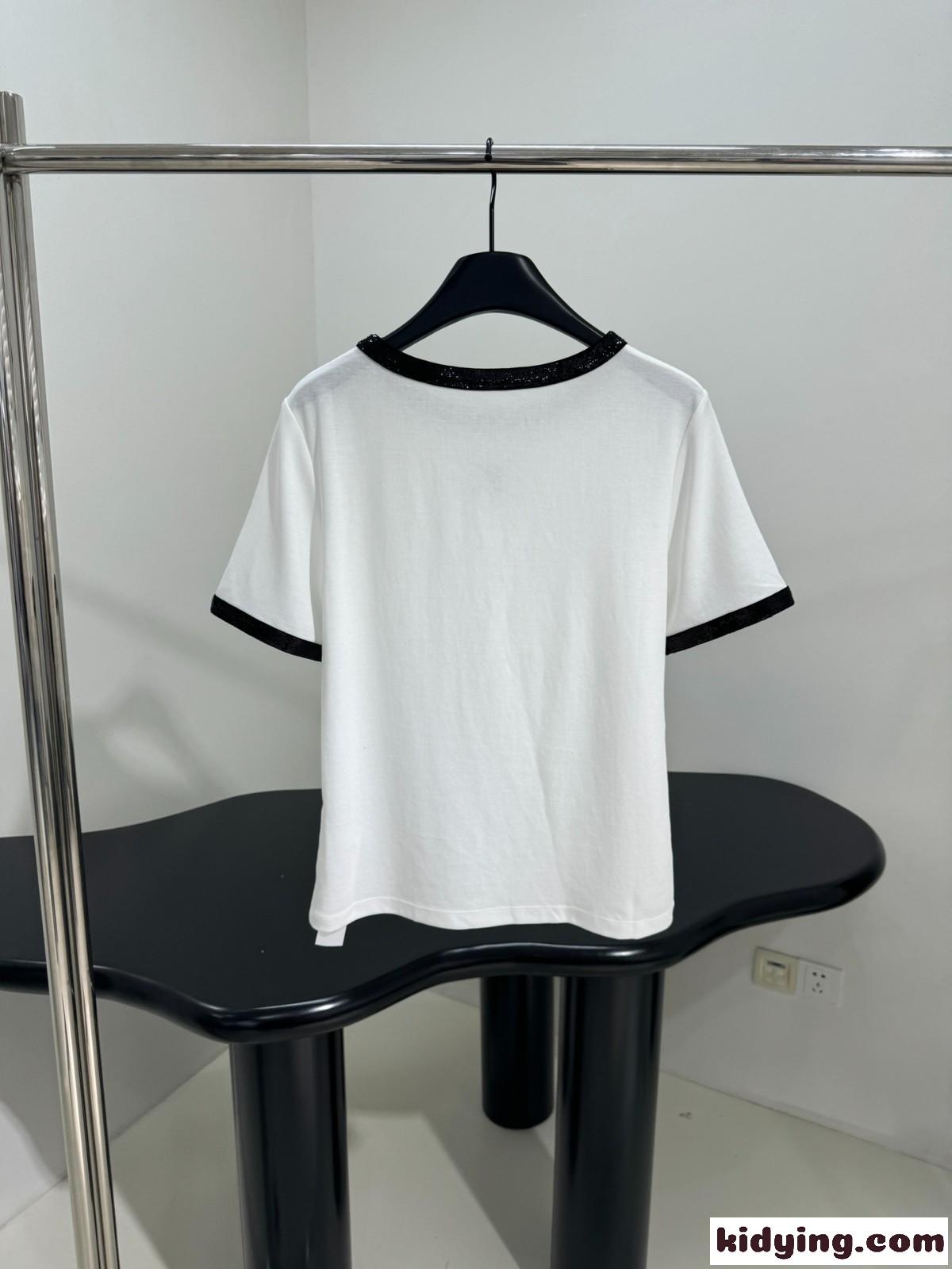 スパンコール付き コットン セリーヌ Tシャツ コピー 半袖Tシャツ-1