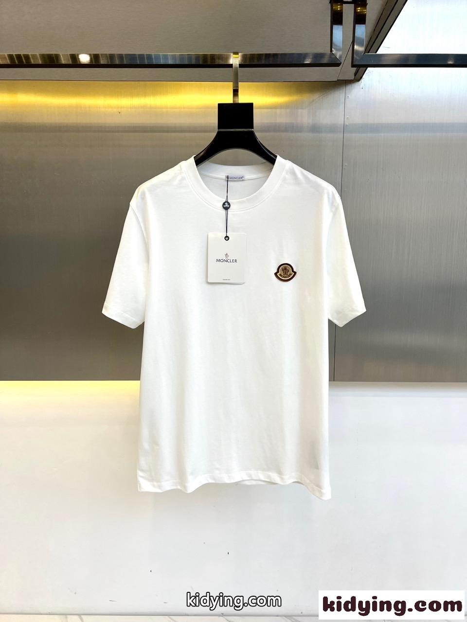 シンプル カジュアル コットン 半袖Tシャツ モンクレール Tシャツ コピー ホワイト-0