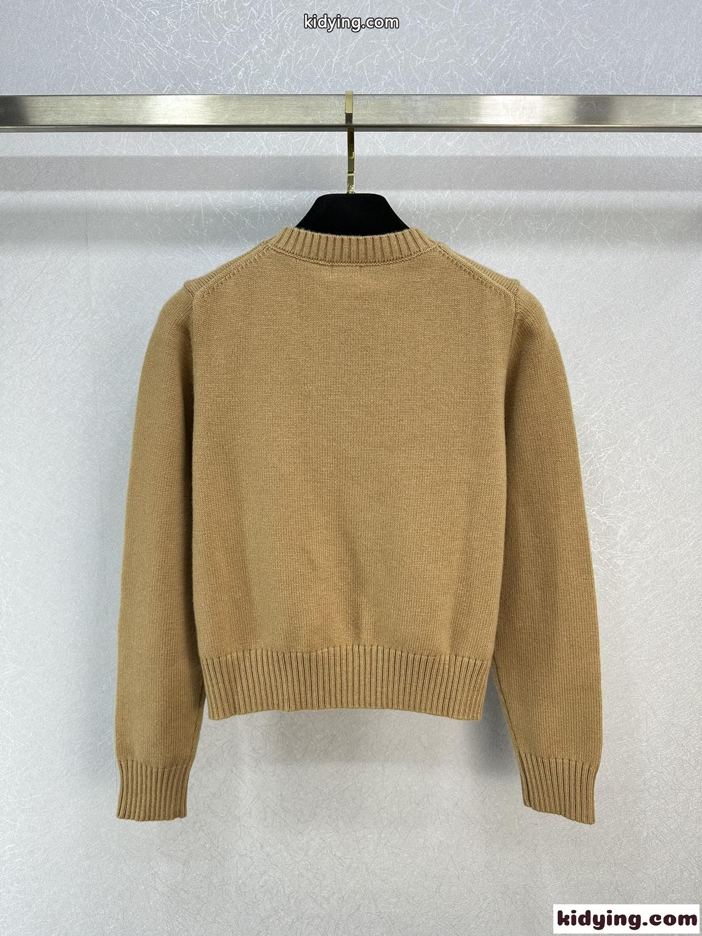 洗練された アナグラム 刺繍 ショート丈 カシミヤセーター ロエベ セーター コピー-4