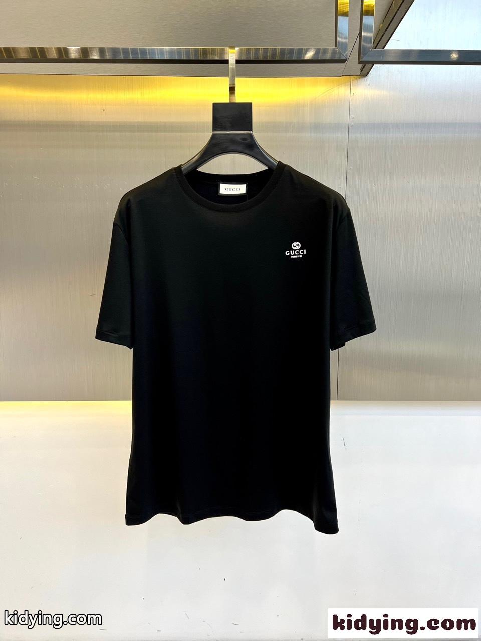 シンプル ロゴ入り 半袖Tシャツ グッチ Tシャツ コピー コットン ブラック-0