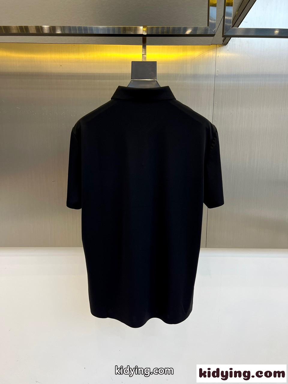 洗練された 上品 エルメネジルド・ゼニア Tシャツ 偽物 コットン ポロシャツ ブラック-3