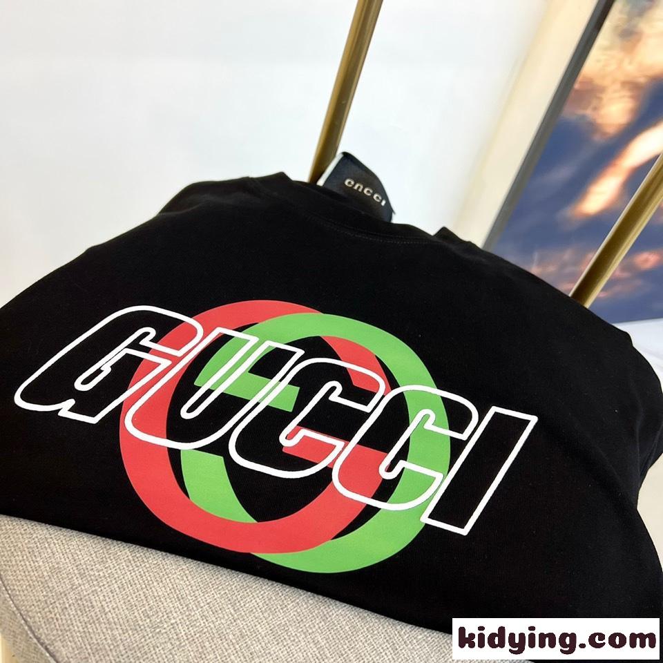 シンプル ロゴプリント 半袖Tシャツ グッチ Tシャツ コピー ブラック-1