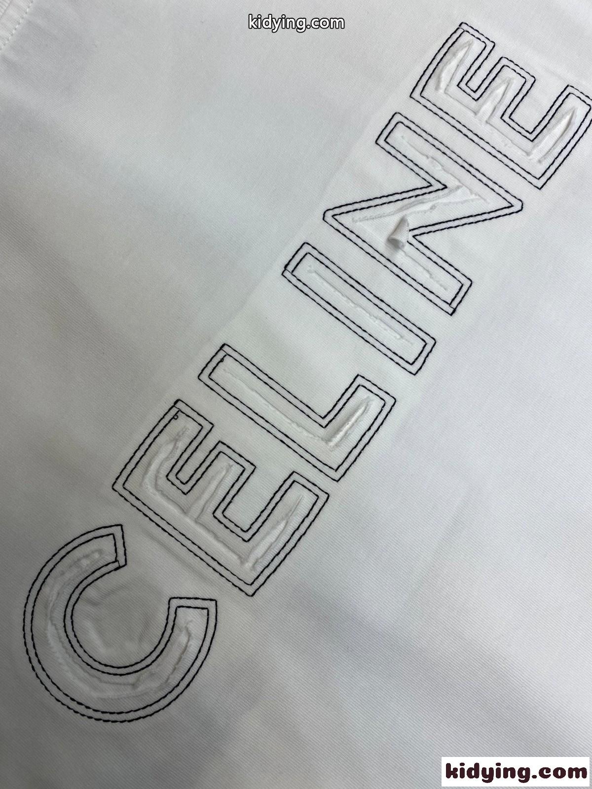 シンプル ゆったり クルーネック セリーヌ Tシャツ コピー コットン 半袖Tシャツ-4