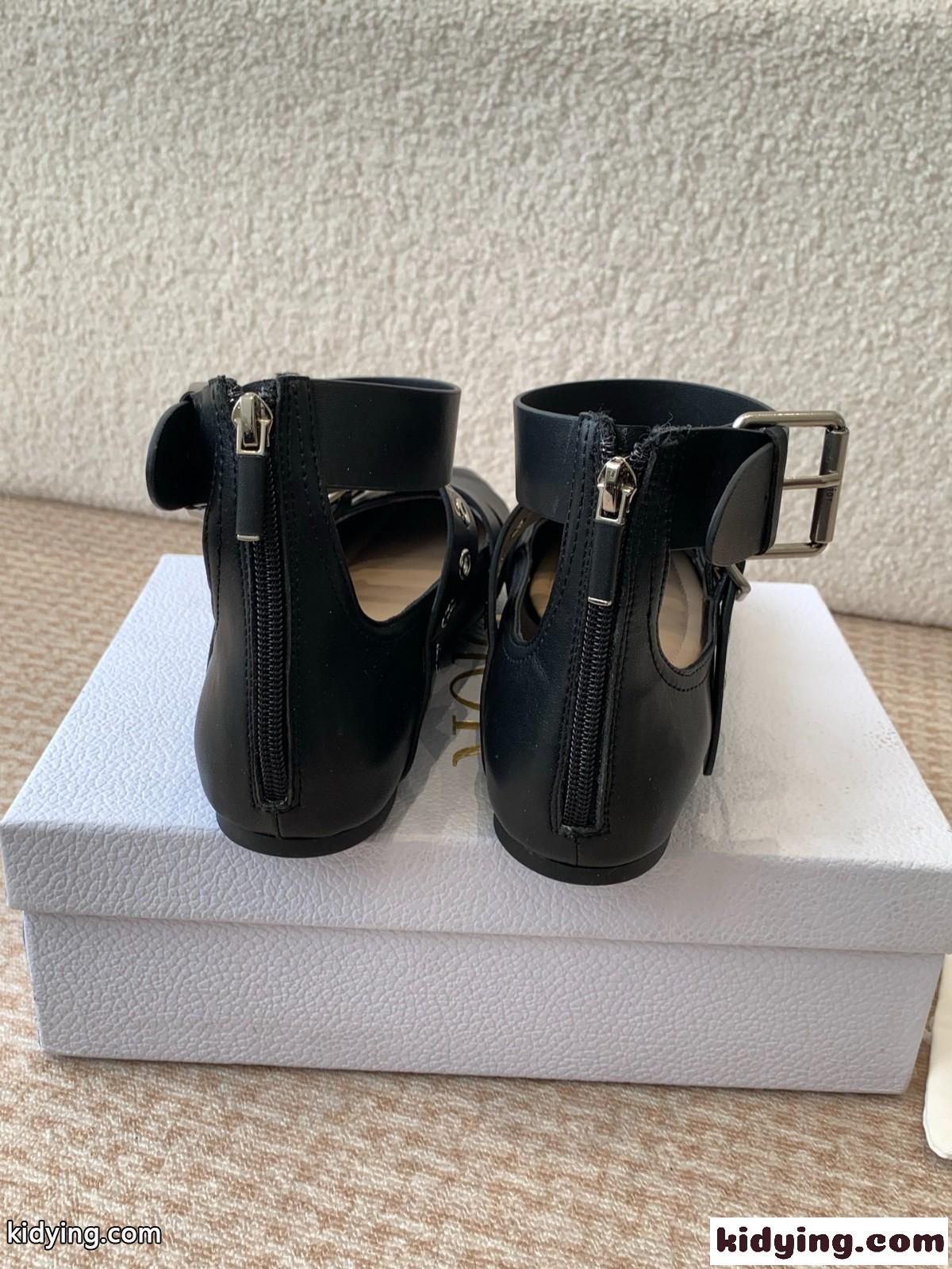 エレガント お洒落 Dior Punk バレリーナ スーパーコピー レザー ブラック-1
