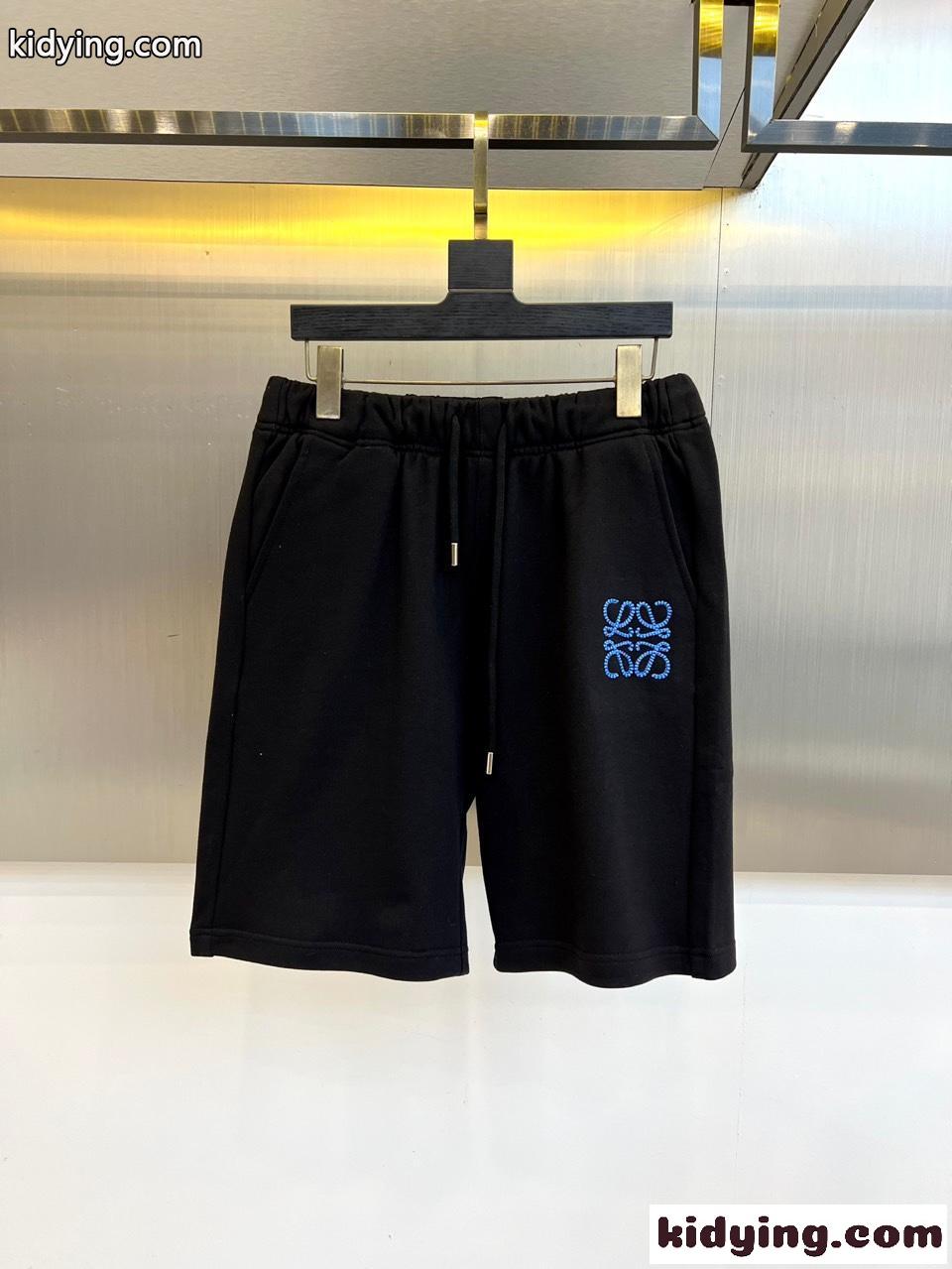 定番 カジュアル コットン ショートパンツ ロエベ パンツ 偽物 ハーフパンツ ブラック-0