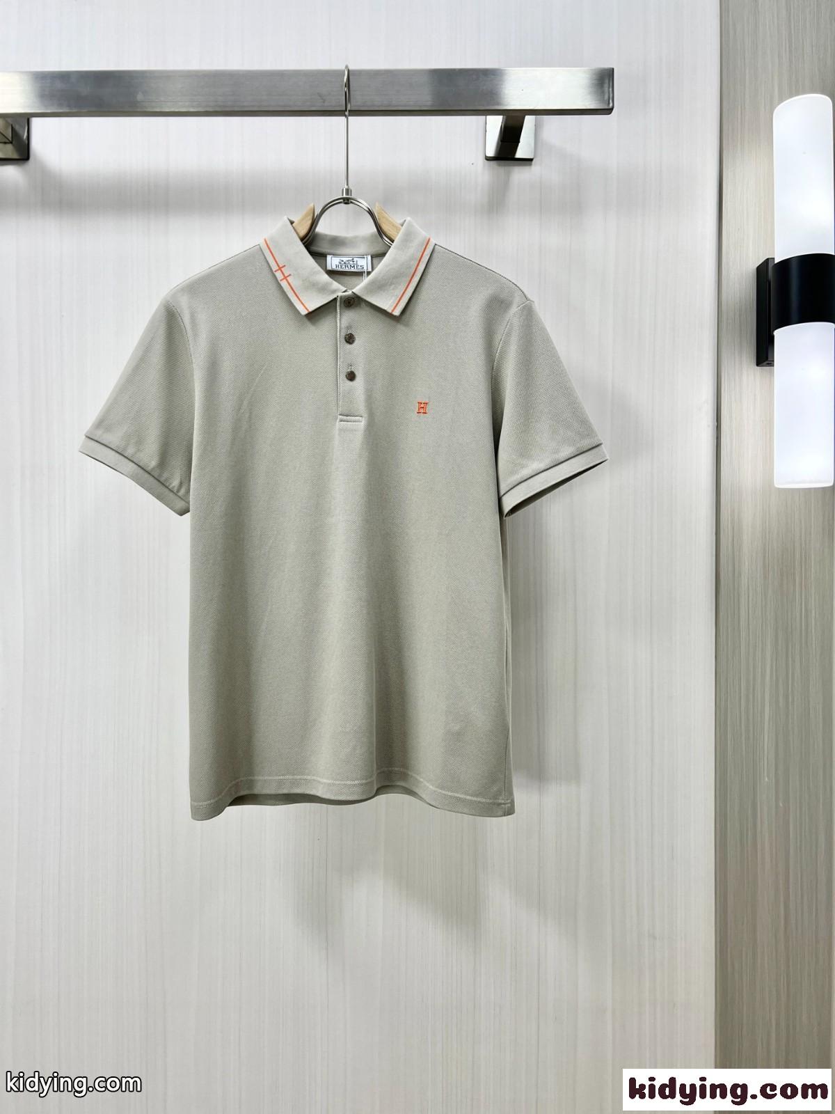 洗練された カジュアル コットンピケ ポロシャツ エルメス Tシャツ コピー ベージュ-0