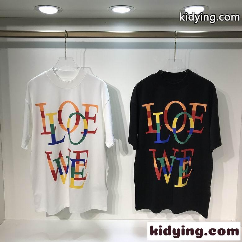 流行り ビッグシルエット 体型カバー ユニセックス プリント ロゴ ロエベ tシャツ コピー 春夏 トップス クルーネック-0