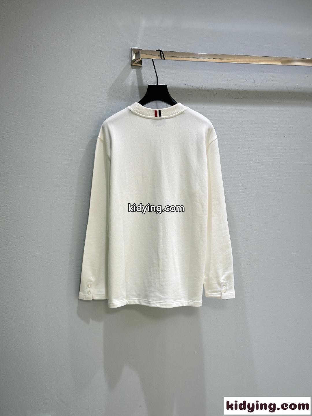 カジュアル お洒落 長袖Tシャツ トムブラウン Tシャツ 偽物 クルーネック ホワイト-5