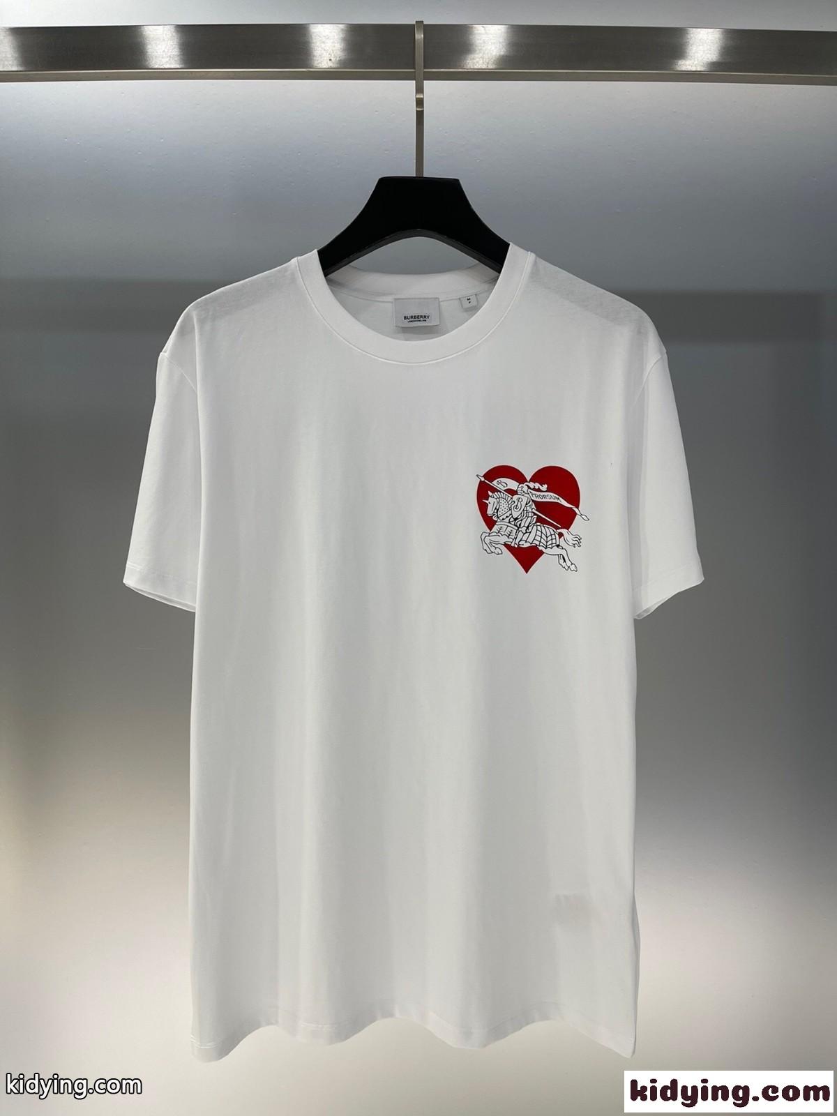 ハートEKD コットンTシャツ バーバリー Tシャツ コピー 半袖 クルーネック-1