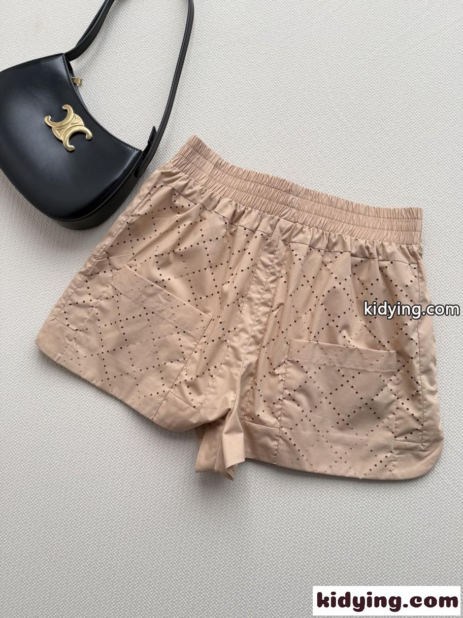 コットン アーガイル ショートパンツ フェンディ パンツ コピー ベージュ-1