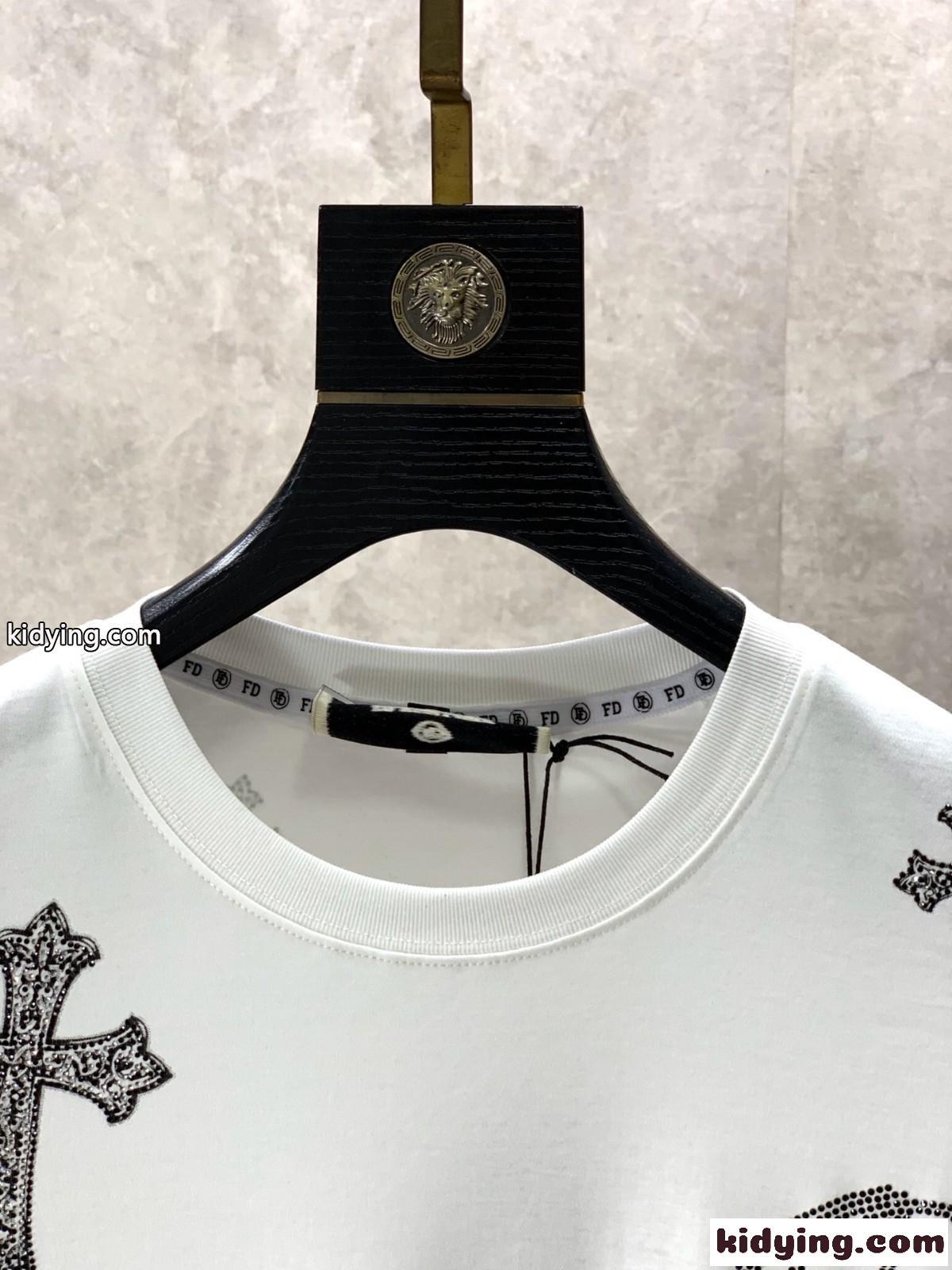 ユニセックス ファッション クルーネック 半袖Tシャツ クロムハーツ Tシャツ コピー-2
