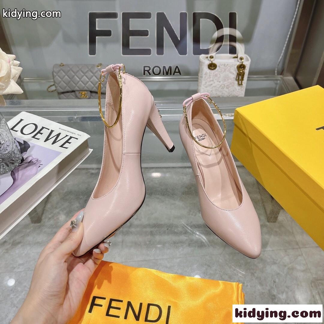フェンディ フィーロ レザー パンプス スーパーコピー ハイヒール ピンク-2