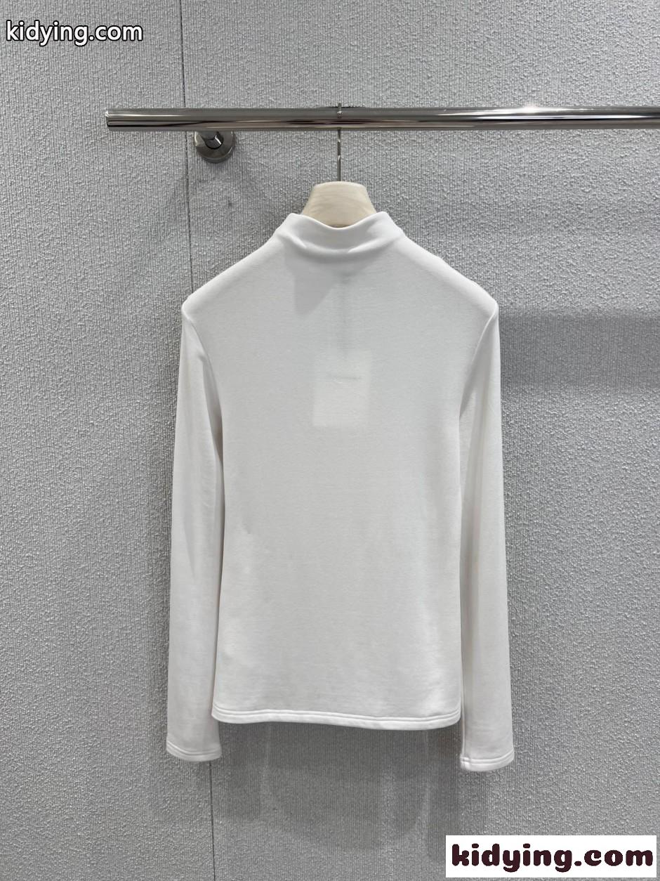 ラインストーン ハーフジップ モックネックトップス アレキサンダーワング Tシャツ コピー ホワイト-1
