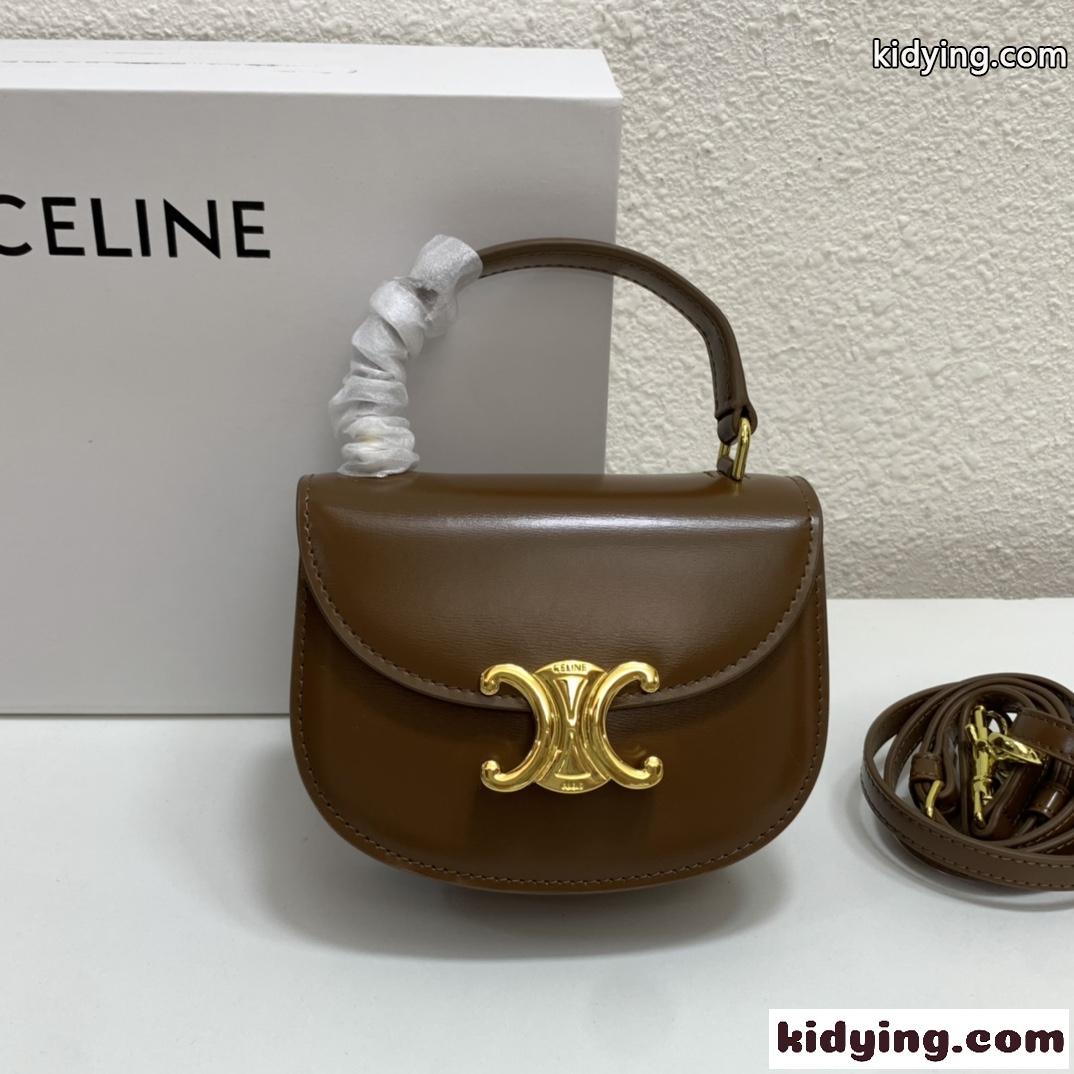 新作&ミニ ブザス トリオンフ カーフスキン セリーヌ バッグ コピー ショルダーバッグ ブラウン-2