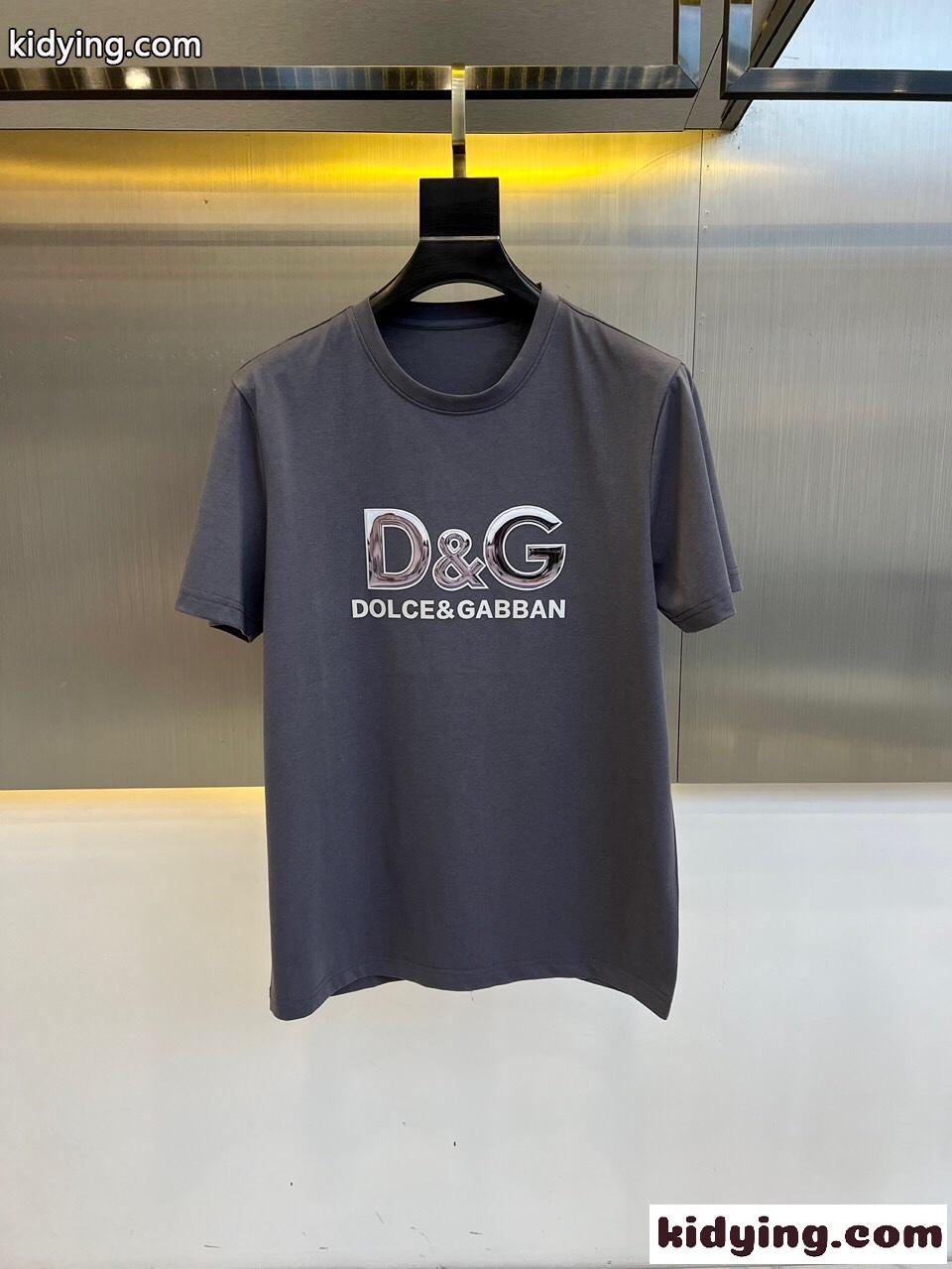 ドルチェ&ガッバーナ 半袖Tシャツ コピー ロゴ コットンTシャツ クルーネック グレー-0
