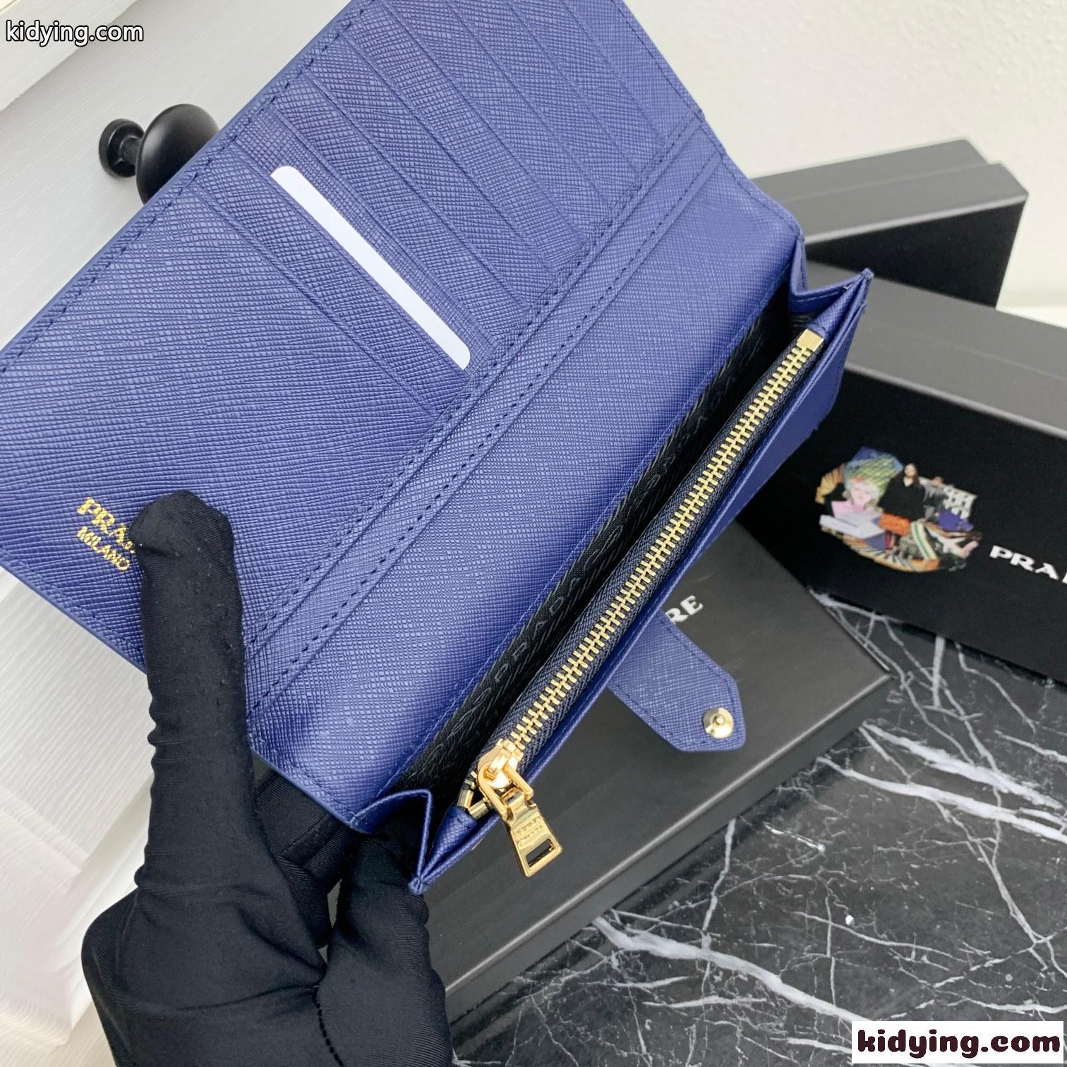 洗練された 人気 二つ折り 長財布 プラダ 財布 スーパーコピー ブルー-4