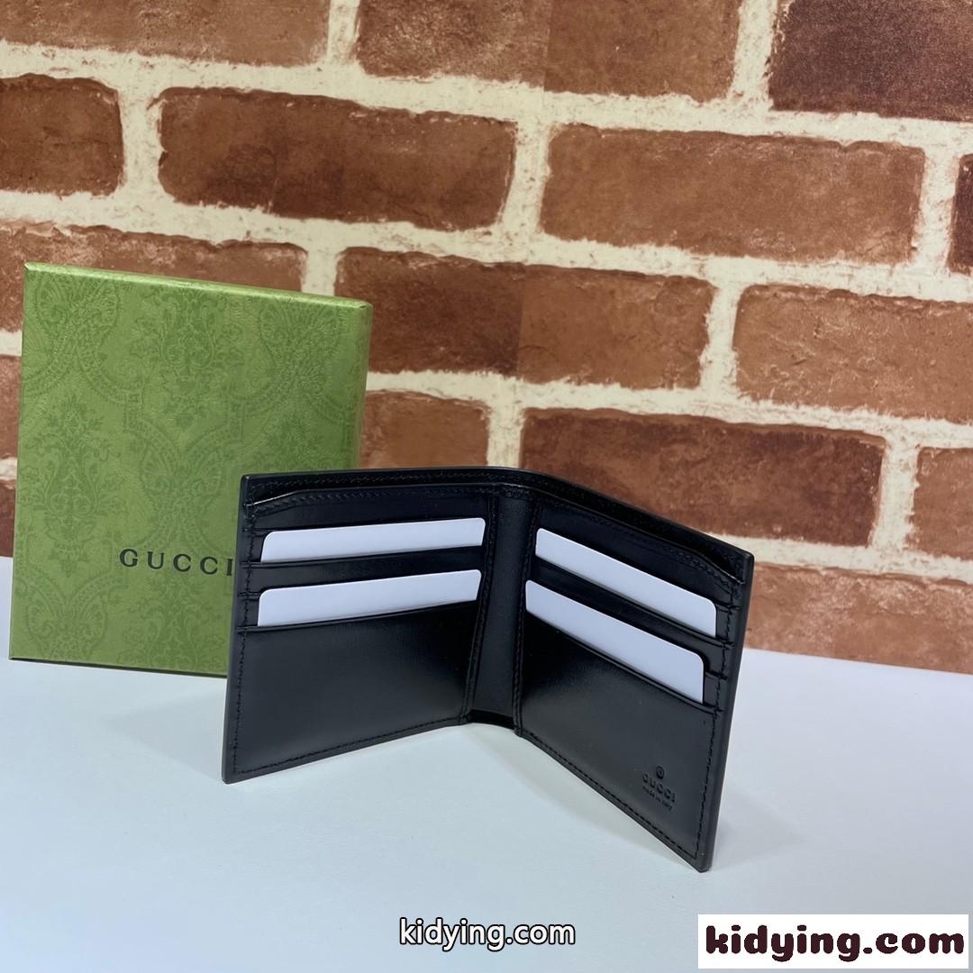 シンプル ダブルG カードケース ウォレット グッチ 財布 コピー メンズ 二つ折り ブラック-3