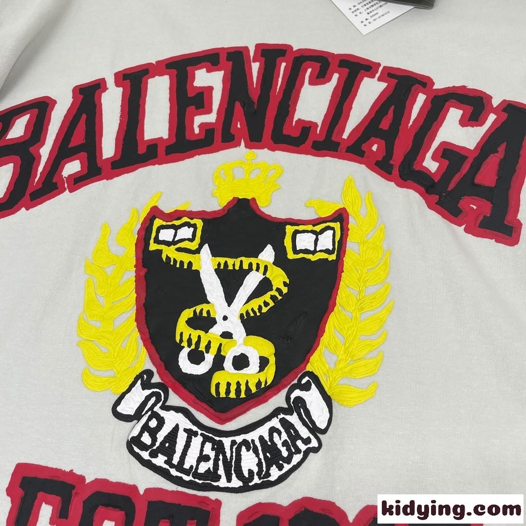 カジュアル オーバーサイズ DIY COLLEGE バレンシアガ Tシャツ コピー 半袖 トップス-4