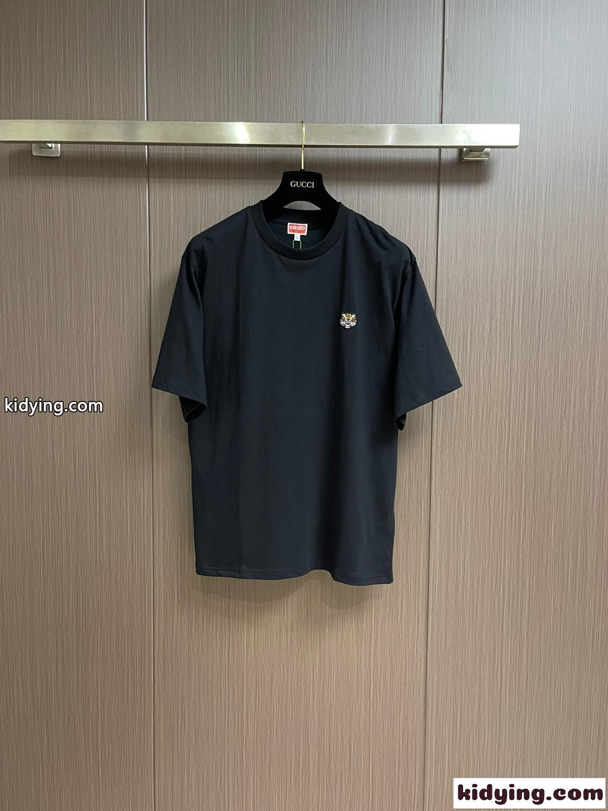 シンプル ケンゾー 半袖Tシャツ コピー LUCKY TIGER エンブロイド クラシック Tシャツ ブラック-1