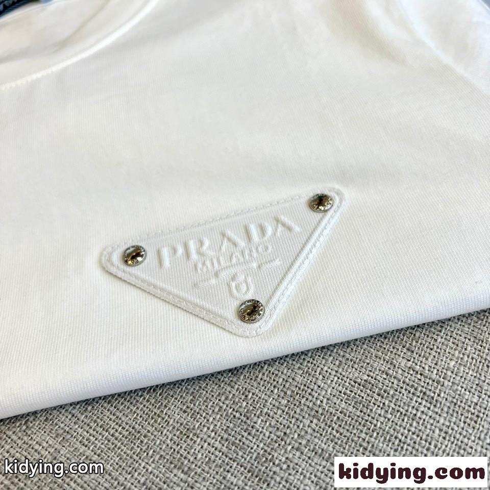 プラダ Tシャツ コピー カジュアル ロゴ入り クルーネック 半袖Tシャツ ホワイト-2
